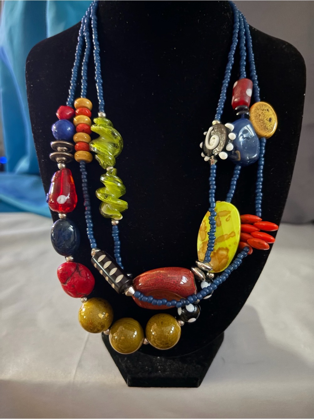 Handcrafted Multicolor Glass Bead Statement Necklace